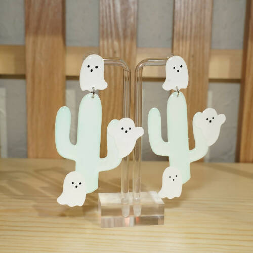 Large Ghost Cactus Earrings