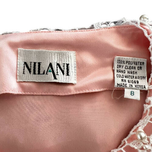 Nilani Pink Lace & Pearl Button Up