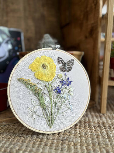 Butterfly + flower hoop