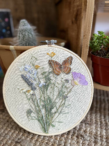Butterfly + flower hoop