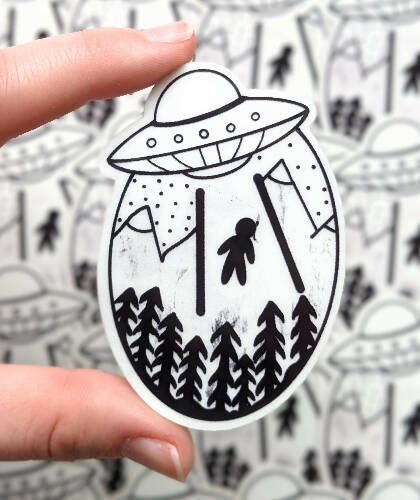 Glow in the Dark Alien Abduction Sticker