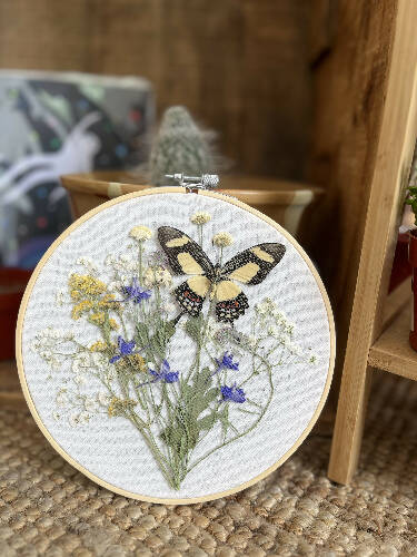 Butterfly + flower hoop