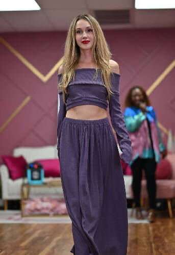 Lavender Knit Skirt with Slit