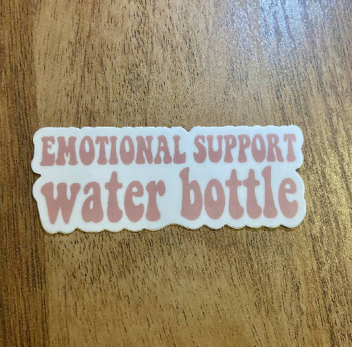 Pink Emotional Support Water Bottle Sticker