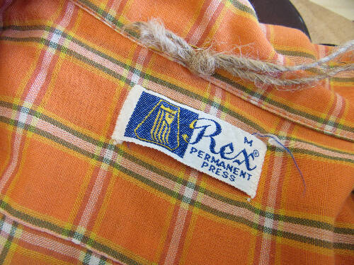 Rex Permanent Press Orange Plaid Short Sleeve Button Front