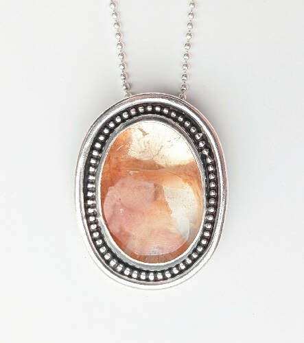 Strawberry quartz double border Gemstone Necklace