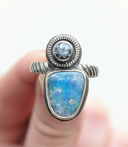 Topaz and Boulder opal ring Size 9.75