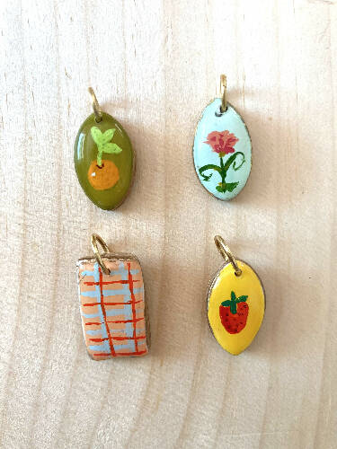 Handmade charms/orange/flower/plaid/strawberry