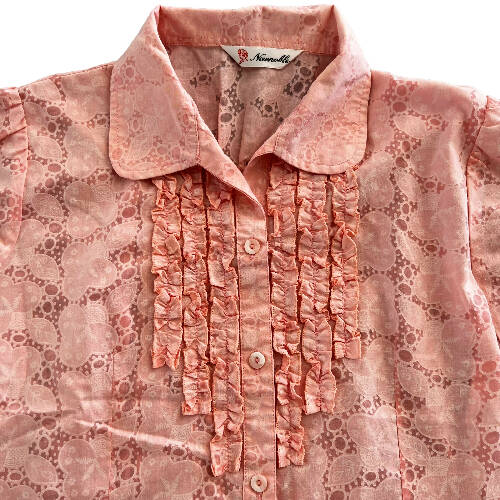 80's Newnoble Pink Faux Eyelet Button Up top