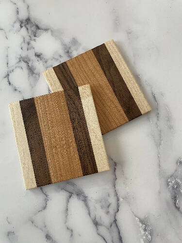 Maple, Cherry and Walnut Coaster (package of 2)