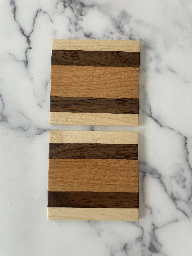 Maple, Cherry and Walnut Coaster (package of 2)