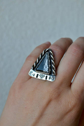 White Buffalo Sterling Silver Ring (Size 7.5)
