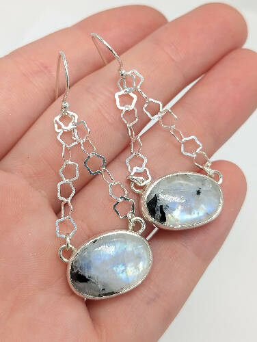 Moonstone Star Earrings