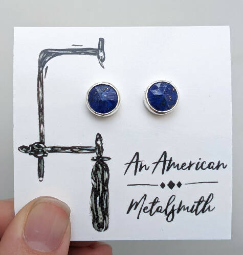 Lapis Lazuli Stud Gemstone Earrings