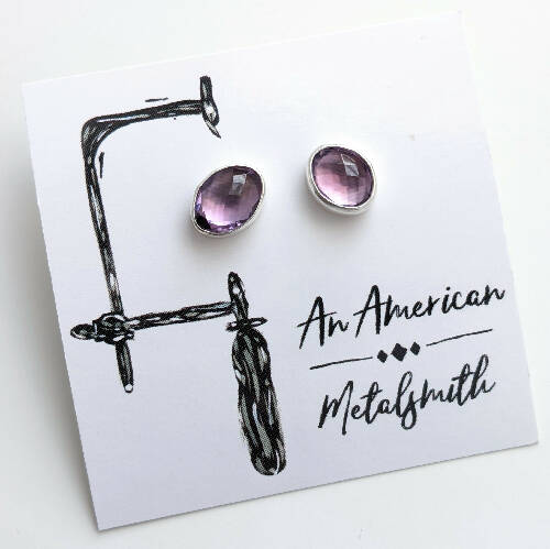 Amethyst Stud Gemstone Earrings