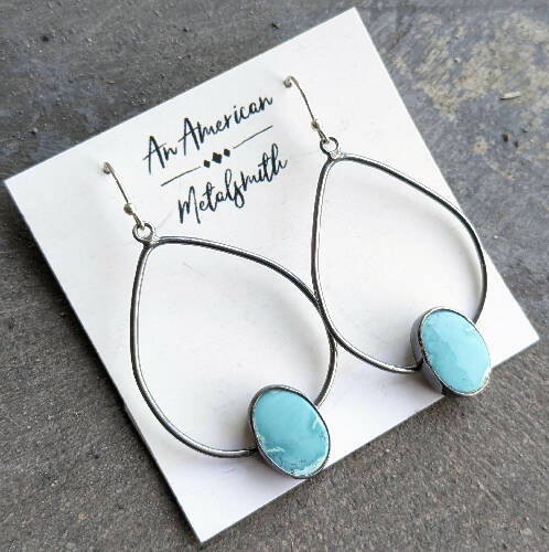 Tear Drop Turquoise Dangle Earrings