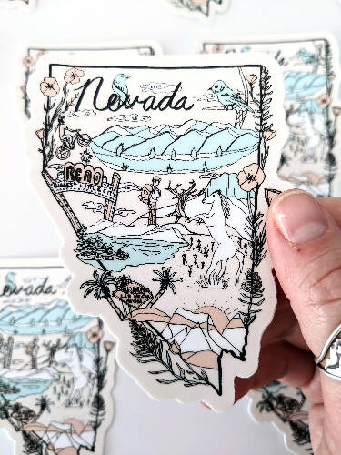 Nevada Waterproof and durable vinyl sticker and decal sized 3x4"