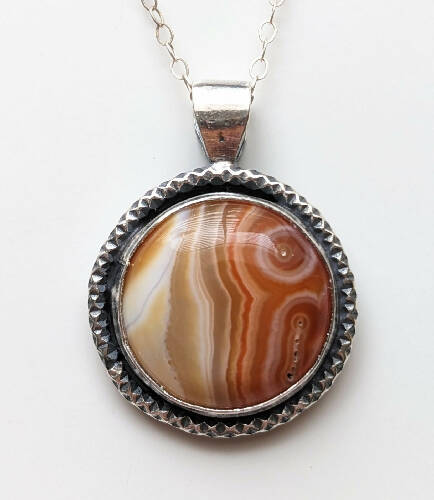 Sterling Silver Banded Agate Necklace