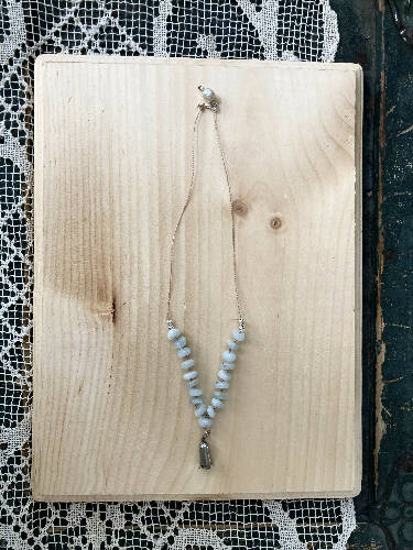 Aquamarine necklace/vintage charm/sterling silver/pearl