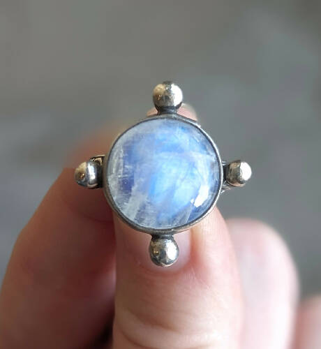 Moonstone with Dots Size 7 Ring