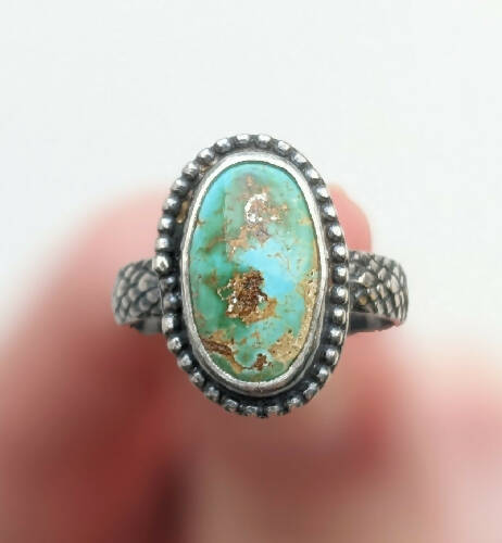 Turquoise Snake Scale Band Ring Size 6