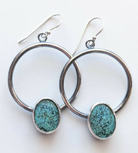 Hubei turquoise hoop Dangle Earrings